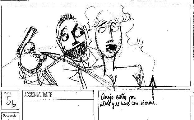 Storyboard de 'Acción Mutante' dibujado por Álex de la Iglesia.