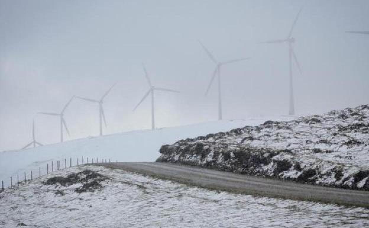 Nieve en la Sierra do Xistral, en Abadín, Lugo.