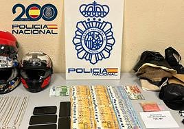 Objetos robados e intervenidos por la Policía Nacional.
