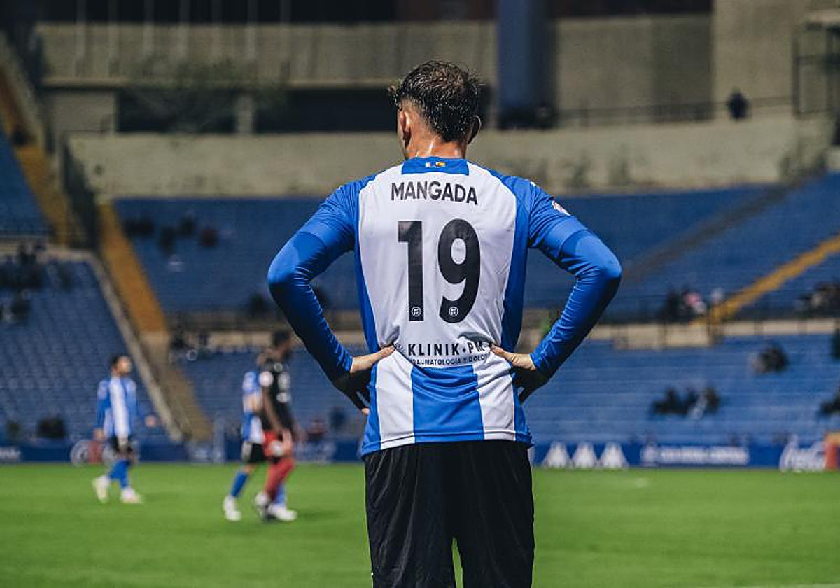 Mangada, durante un partido en el Rico Pérez.