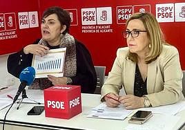 Las diputadas socialistas Patricia Blanquer y Araceli Poblador.