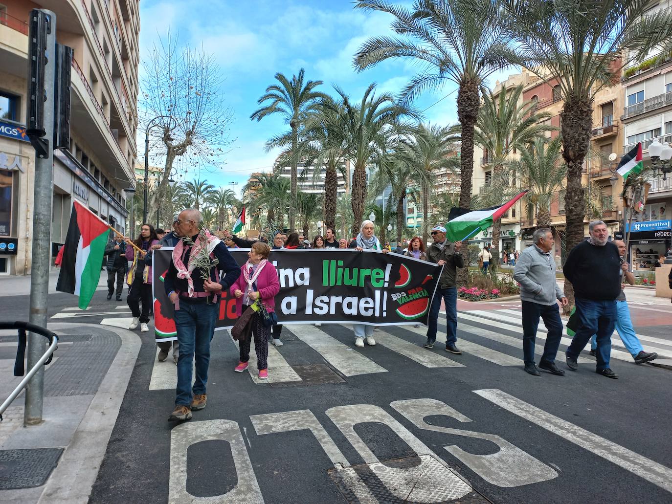 Más de un millar de personas se manifiestan en Alicante en apoyo a Palestina
