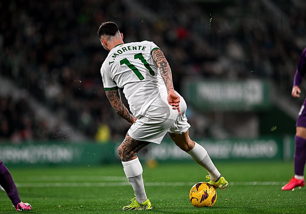 Tete Morente, durante el encuentro de esta noche en el Martínez Valero.