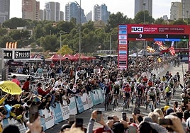 Imagen de la línea de meta durante las pruebas del domingo