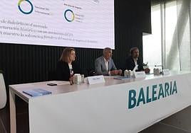 El presidente de Baleària, Adolfo Utor, junto a Pilar Boix y Georges Bassoul,