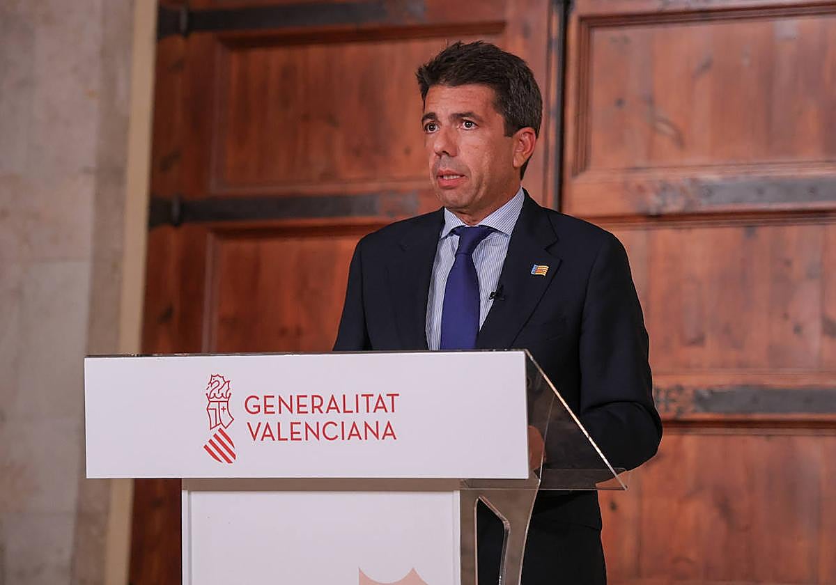 El president de la Generalitat, Carlos Mazón, viajará este miércoles a Cataluña.