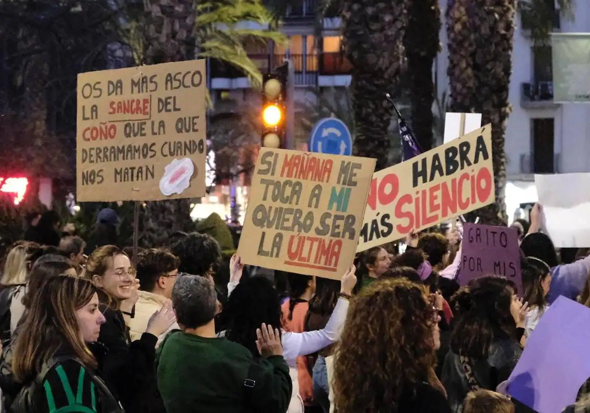 Pancartas en la manifestación del pasado 8M.