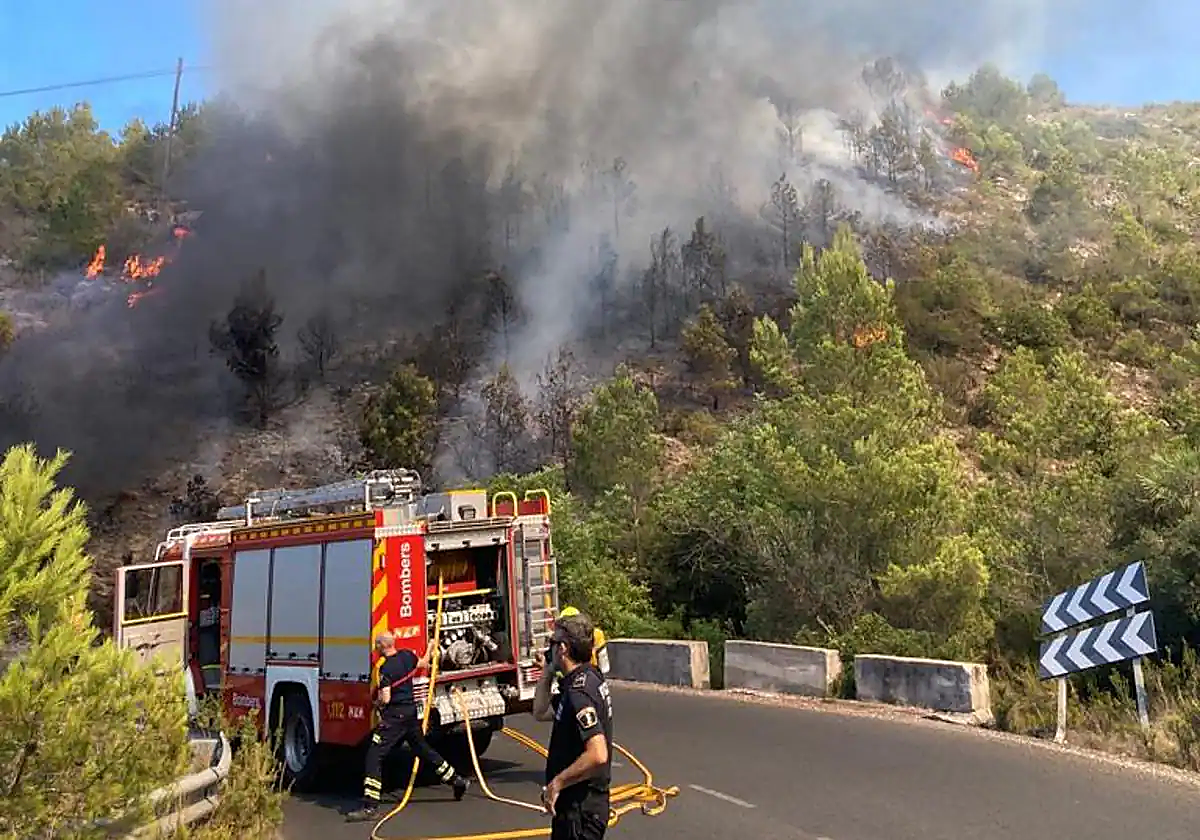 Imagen de archivo de un incendio forestal en el parque natural del Montgó.