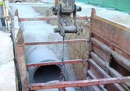 Obras de renovación del alcantarillado.