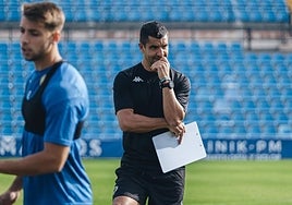 Rubén Torrecilla, durante un entrenamiento en el Rico Pérez.