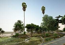 Así quedará la playa de La Almadraba con el parque urbano.