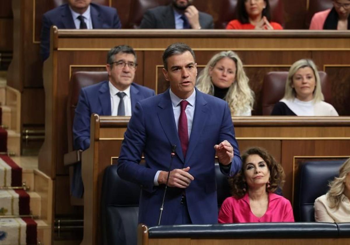 Pedro Sánchez, en la sesión de control del Congreso de los Diputados este miércoles.