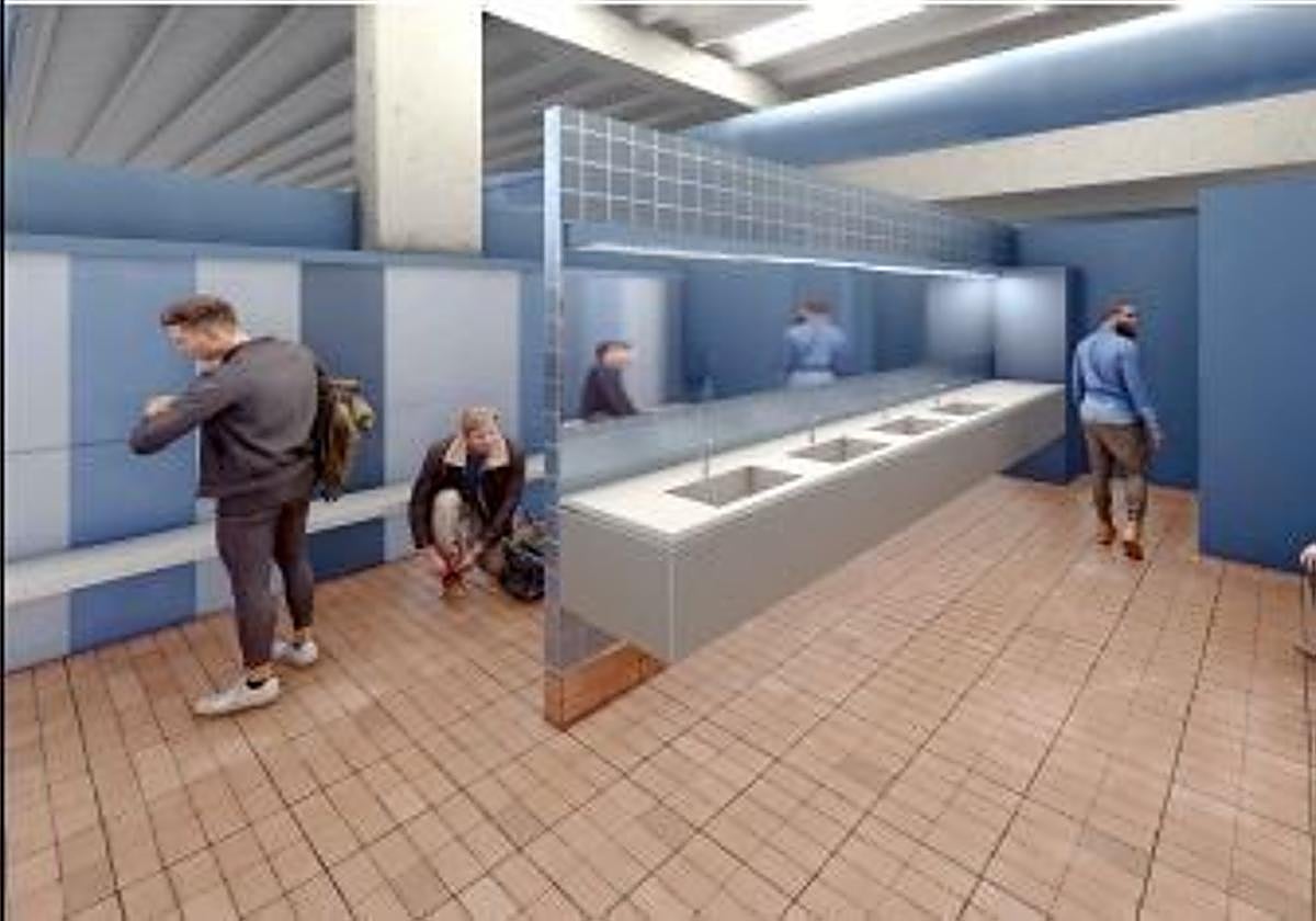 Proyección de cómo quedarán los nuevos vestuarios de las piscinas del Tossal.