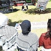 Un centenar de estudiantes acampan en la UA en apoyo al pueblo palestino