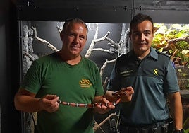 Momento de la entrega del reptil.