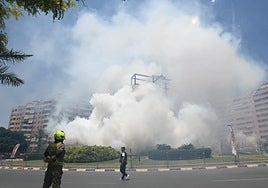 Momento de la mascletà de Pedro Luis Sirvent dedicada al Hércules.