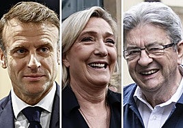 Macron, Le Pen y Melenchon.