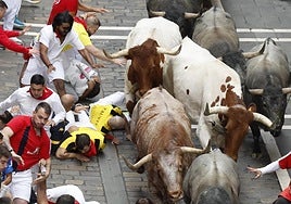 Encierro de los sanfermines de este sábado.