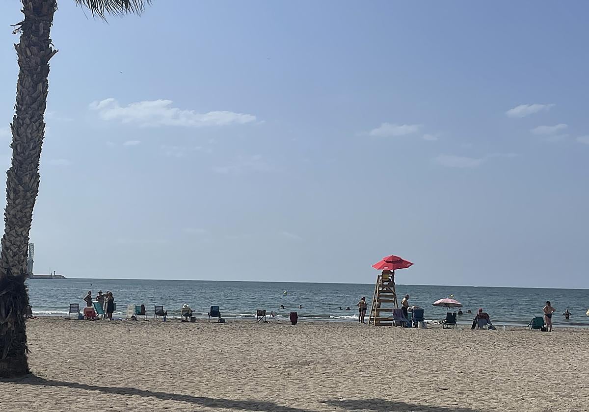 La playa de San Gabriel y Babel con su socorrista.