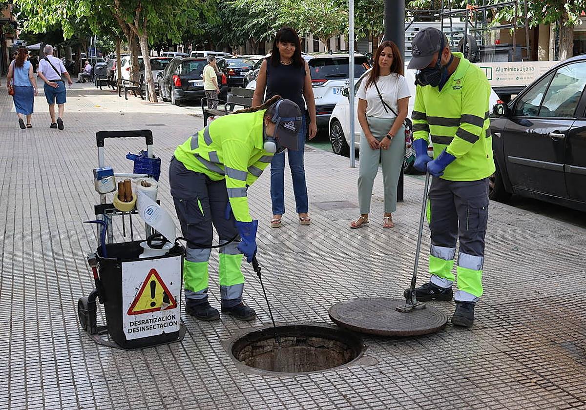 La concejal de Sanidad, Julia Parra, acompaña a los técnicos de Lokímica.