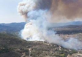 Imagen del incendio forestal declarado este martes en Benasau.