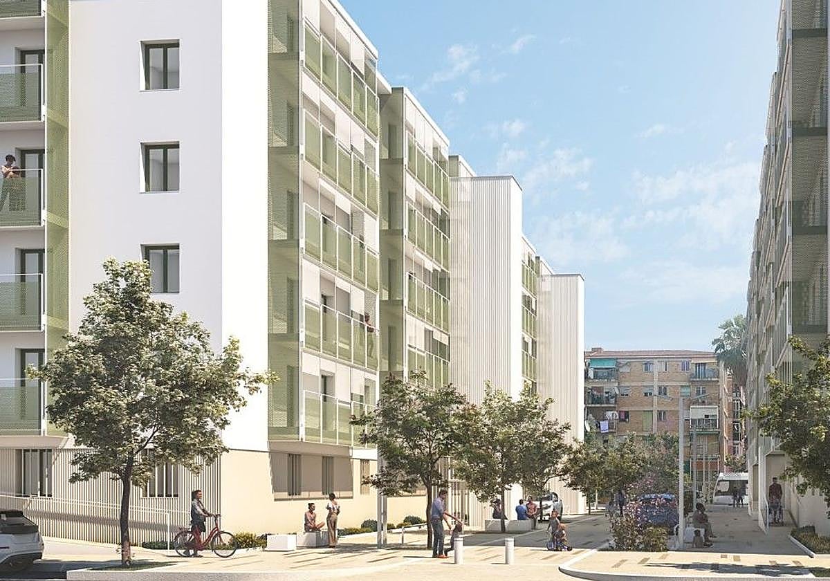 Recreación de las viviendas una vez sean rehabilitadas en el barrio de Virgen del Remedio.