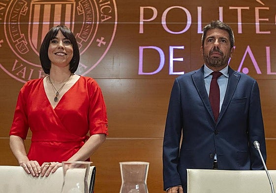 La ministra Diana Morant junto al presidente de la Generalitat, Carlos Mazón.