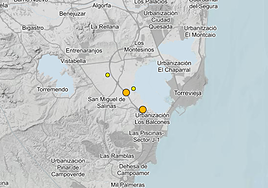 Ubicación de los cuatro seísmos.