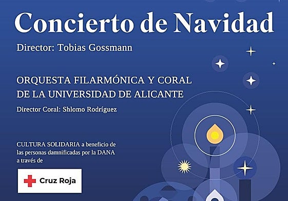 Cartel del Concierto de Navidad de la UA y el Club Rotary.