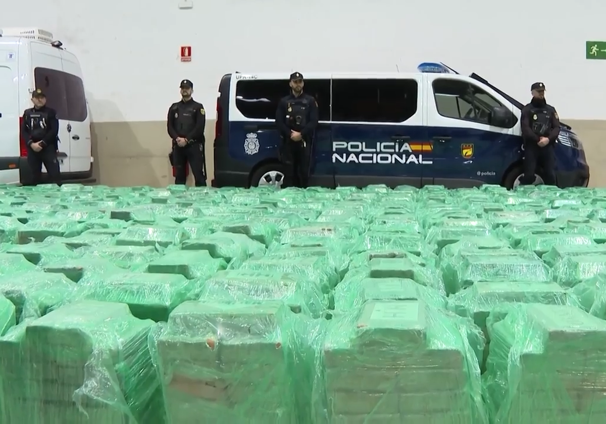 Parte del alijo de cocaína intervenido en Algeciras que tenía como destino una empresa de frutas de El Campello.