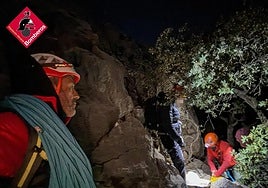 Los bomberos, durante las maniobras de rescate.