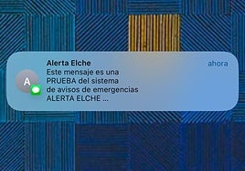 Prueba del mensaje que Elche enviará durante la tarde de este martes.