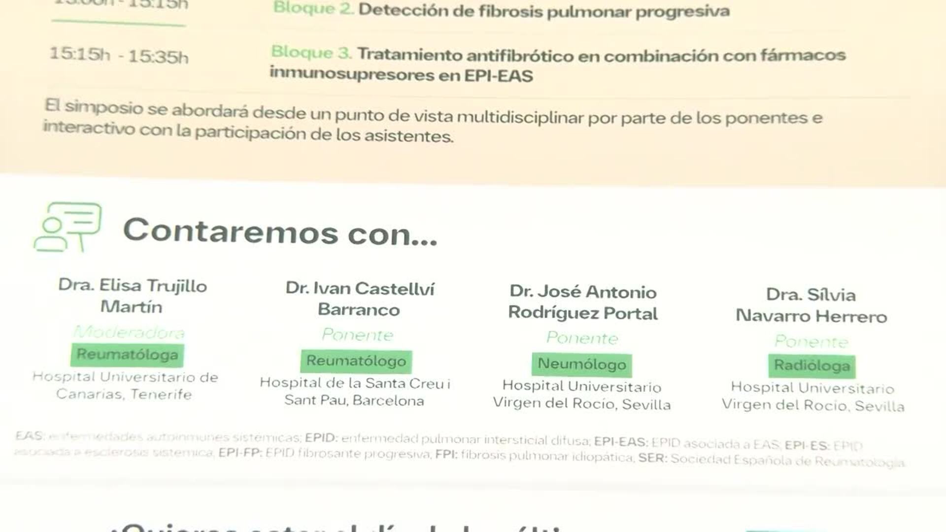 Reumatólogos, neumólogos y radiólogos subrayan la importancia del diagnóstico precoz de la EPID