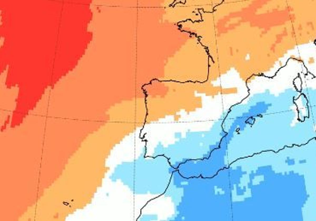 Mapa de previsión del tiempo de Aemet para la próxima semana.