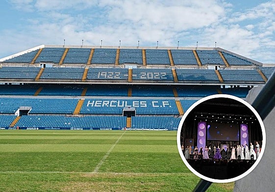 Estadio José Rico Pérez de Alicante y pasarela de candidatas.