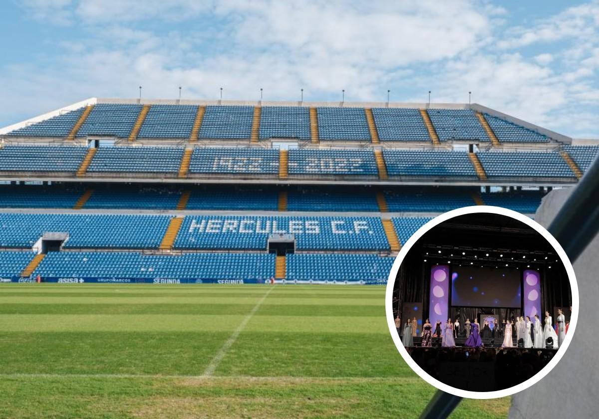 Estadio José Rico Pérez de Alicante y pasarela de candidatas.