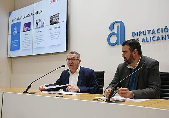 El presidente de la Diputación de Alicante, Toni Pérez, y el director del Patronato de Turismo Costa Blanca, José Mancebo.