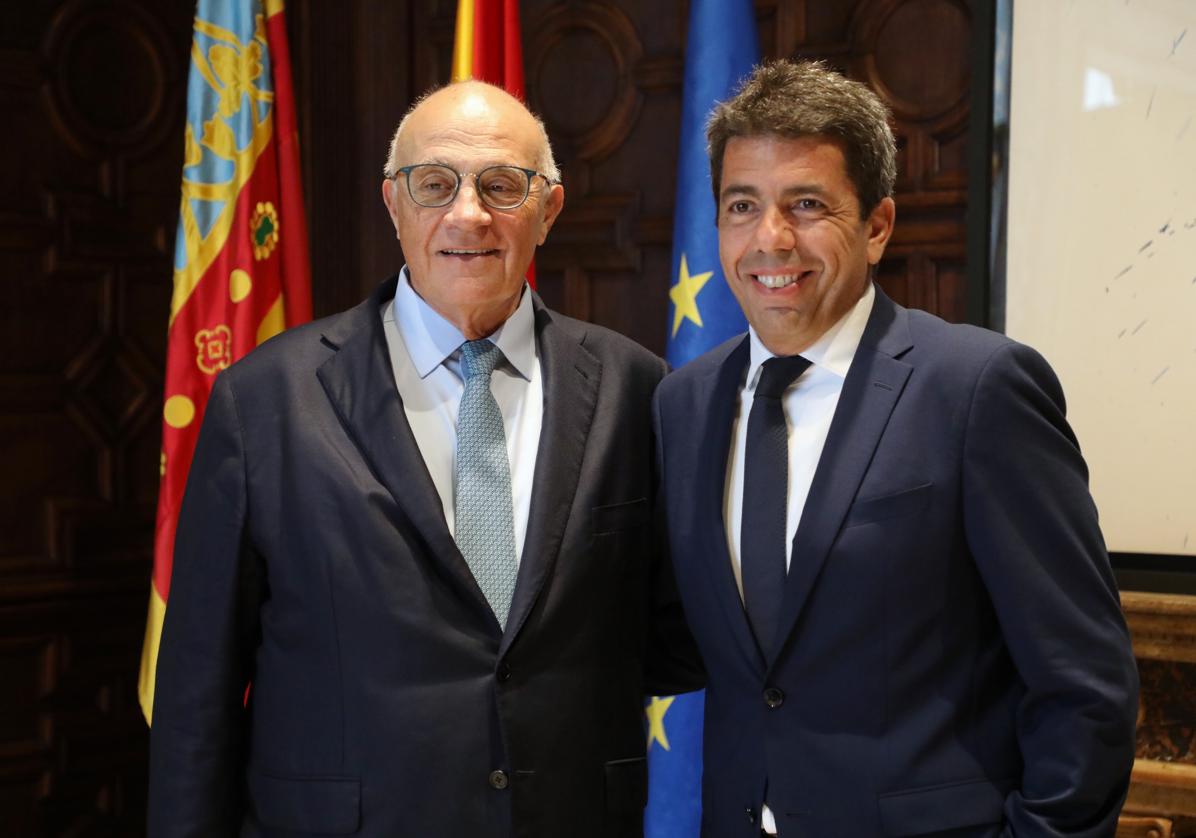 Oliu y Mazón, tras la reunión que mantuvieron en junio para trasladar el apoyo del Consell al Sabadell frente a la OPA de BBVA.