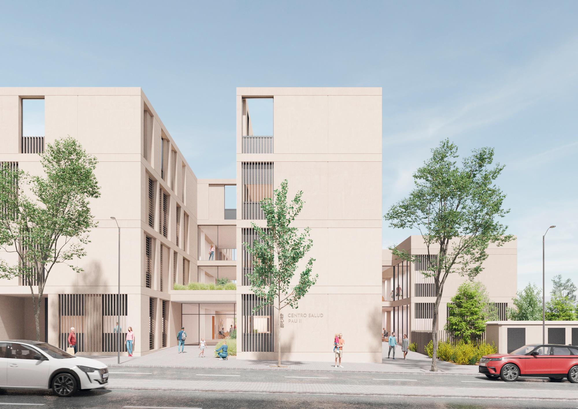 Recreación del futuro centro de salud.