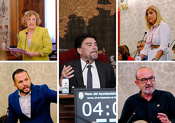 Los portavoces de la oposición y el alcalde.