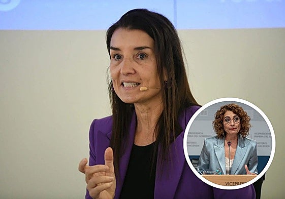 Ruth Merino durante un foro de TodoAlicante/María Jesús Montero durante una rueda de prensa.