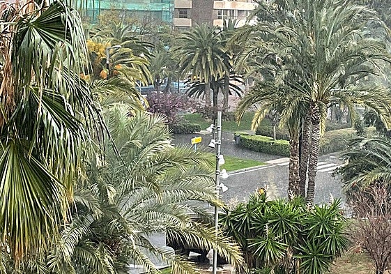 La lluvia descarga sobre Alicante.