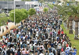 Miles de romeros en la avenida de Dénia durante la romería de la Santa Faz.