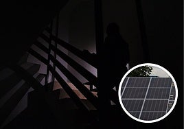 Escaleras a oscuras en una vivienda de Alicante/Instalación de placas solares.