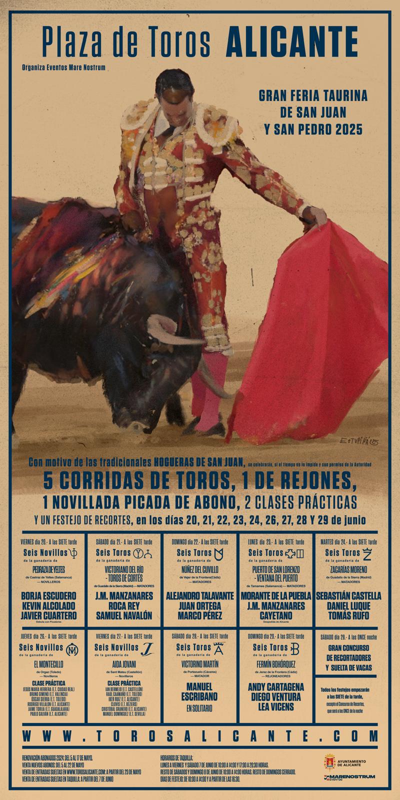 Poster of the Hogueras Bullfighting Fair in Alicante.