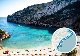 Cala Granadella en Jávea/Mapa de las banderas azules en Alicante.