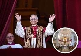 El Papa León XIV saludando desde la terraza del Vaticano/Interior de la concatedral de San Nicolás.