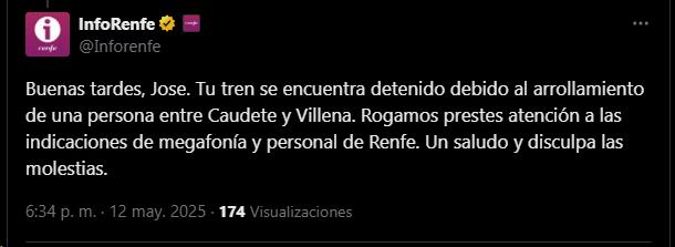 Mensaje de Renfe.
