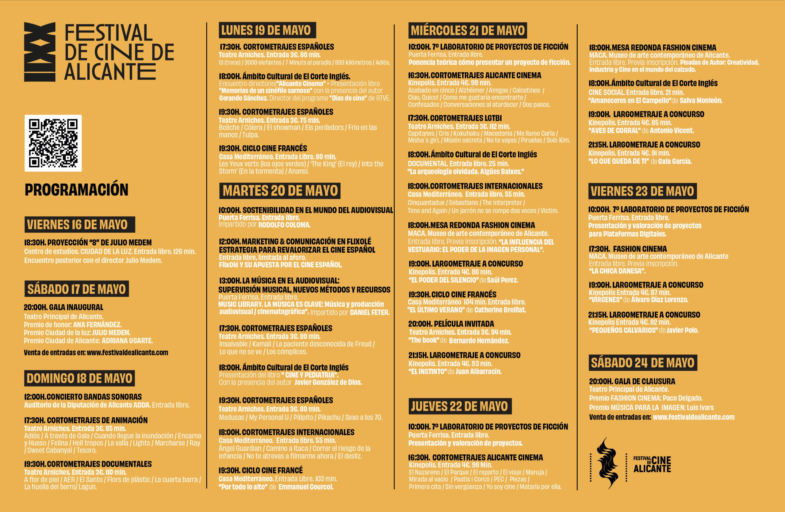Programme of the Alicante Film Festival 2025.
