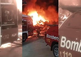Actuación de los bomberos en un desguace.